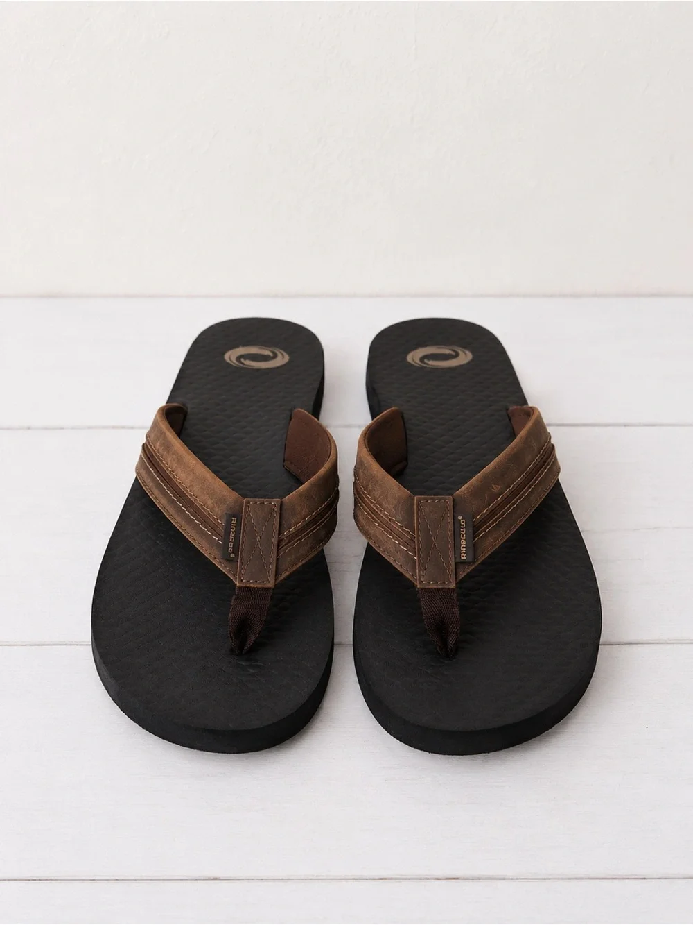 O'Rageous Men's Brown Vegan Leather Toe Post Casual Beach Summer Flip Flops NWOT